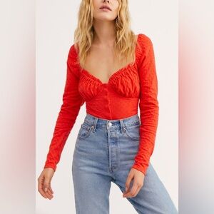 Free People Ladybug Long Sleeve‎ Top Size Medium